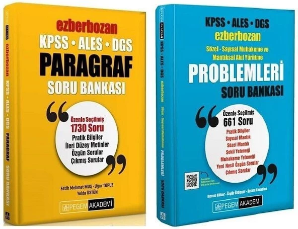 Pegem KPSS ALES DGS Paragraf+Problemler Ezberbozan Soru 2 li Set Pegem Akademi Yayınları ürün görseli 1