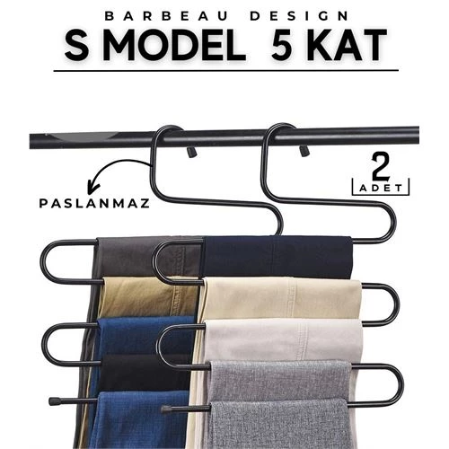 ModaCar Barbeau Black 2 li 5 Kat Pantolon Askısı ürün görseli 1