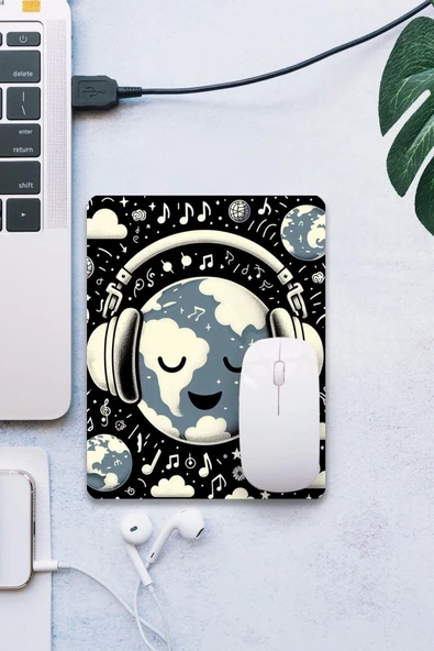 SonicTouch Huzur Vakti Dünya Temalı Pürüzsüz Yüzey Kaymaz Taban Dikişsiz Kenar Gamer Oyuncu Mouse Pad 19x23cm ürün görseli 1