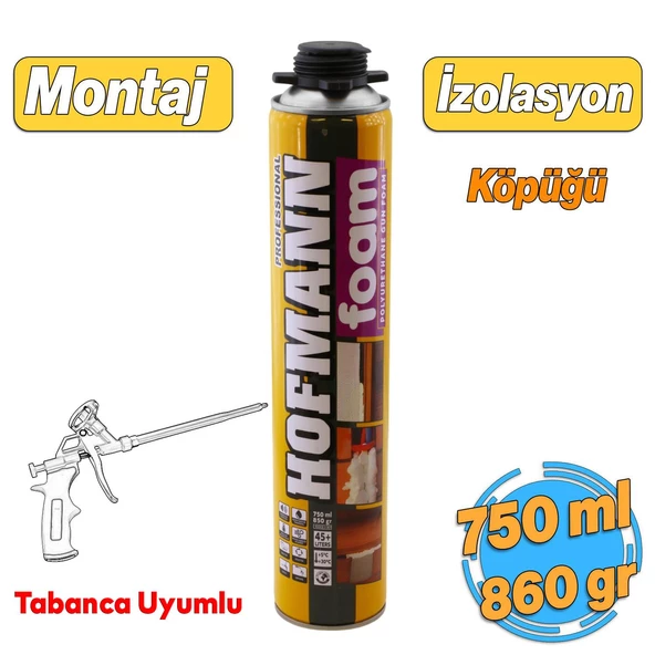 Tabanca Uyumlu Montaj Köpüğü Profesyonel Dolgu İzolasyon Poliüretan Kapı Pencere Yalıtım 750 ml ürün görseli 1