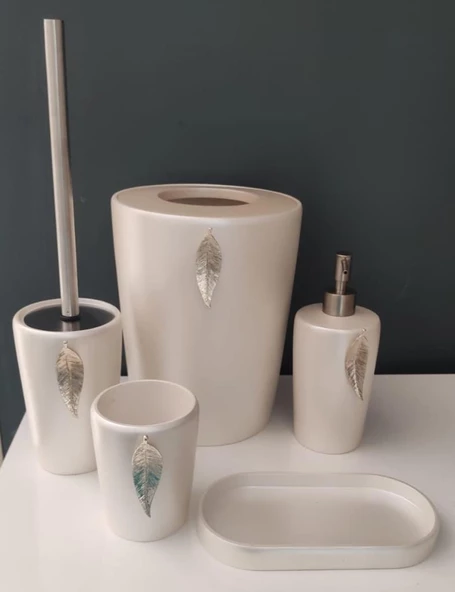 SELİM DEKOR LEAF İNCİ GÜMÜŞ BANYO SETİ ürün görseli 1