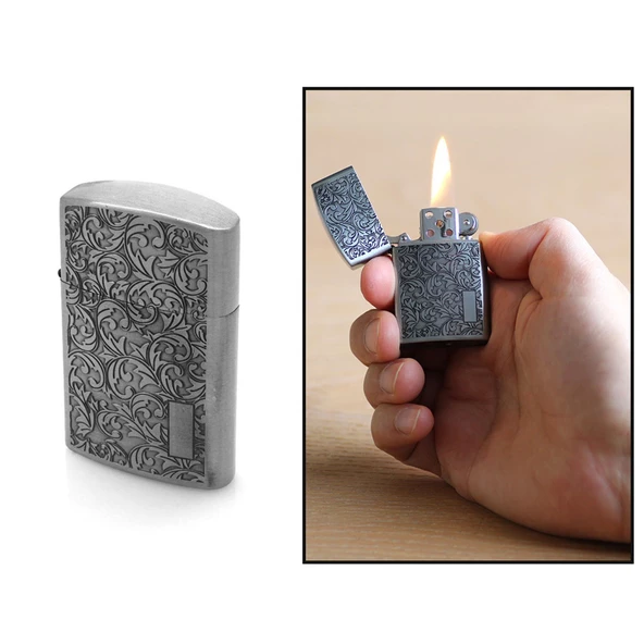 Renkli İşlemeli Benzinli Metal Çakmak - Resim 3