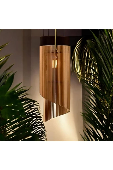 hü ma tasarım ve aksesuarÇizgi Modern Tasarım Doğal Ahşap Mdf Lazer Kesim Rustik Salon Avize ürün görseli 1