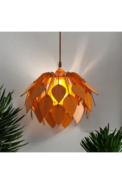 hü ma tasarım ve aksesuarCircle Modern Aydınlatma Tasarım Globe Küre Doğal Ahşap Mdf 3d Lazer Kesim Rustik Salon Avize Aplik ürün görseli 1