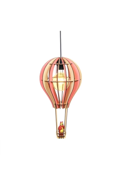hü ma tasarım ve aksesuarÇocuk Genç Odası Için Doğal Ahşap Mdf 3d Puzzle Lazer Uçan Balon Avize - Biblo Ampul Dahil Değildir ürün görseli 1