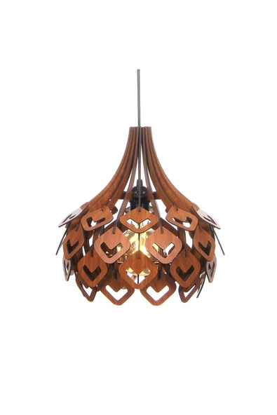 hü ma tasarım ve aksesuarViven Dörtgen Modern Tasarım Globe Küre Doğal Ahşap Mdf 3d Lazer Kesim Rustik Salon Avize ürün görseli 1