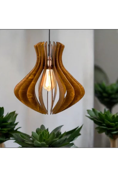 hü ma tasarım ve aksesuarModern Aydınlatma Tasarım Doğal Ahşap Mdf 3d Lazer Kesim Rustik Salon Avize ürün görseli 1