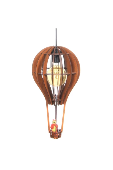 hü ma tasarım ve aksesuarÇocuk Genç Odası Için Doğal Ahşap Mdf 3d Puzzle Lazer Uçan Balon Avize - Biblo Ampul Dahil Değildir ürün görseli 1