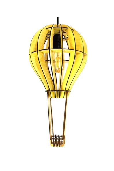 hü ma tasarım ve aksesuarÇocuk Genç Odası Için Doğal Ahşap Mdf 3d Puzzle Lazer Kesim Uçan Balon Avize ürün görseli 1