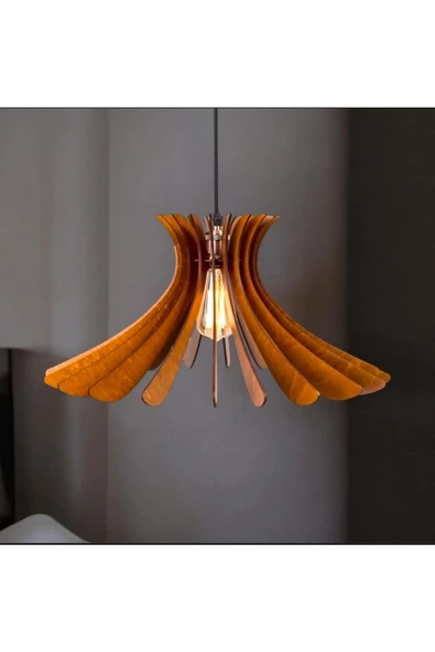 hü ma tasarım ve aksesuarBumerang Modern Tasarım Doğal Ahşap Mdf 3d Rustik Ahşap Avize Ahşap Aydınlatma ürün görseli 1