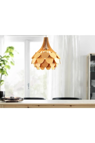 hü ma tasarım ve aksesuarMiniball Modern Tasarım Globe Küre Doğal Ahşap Mdf 3d Lazer Kesim Rustik Salon Avize ürün görseli 1