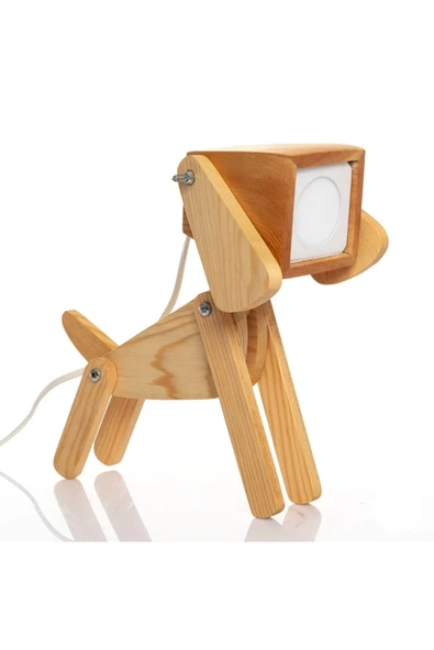 hü ma tasarım ve aksesuarÇocuk Genç Odası Için Köpek Doğal Ahşap 3d Puzzle Abajur - Masa Lambası - Gece Lambası ürün görseli 1