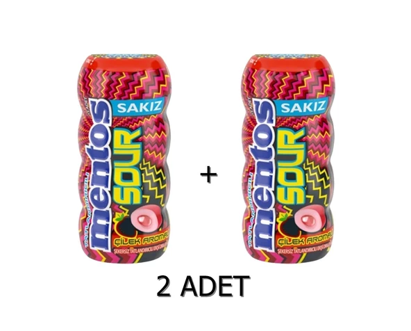 Mentos Sour Çilek Aromalı Şekersiz-Tatlandırıcılı Ekşi Draje Sakız 30g (2 ADET) ürün görseli 1