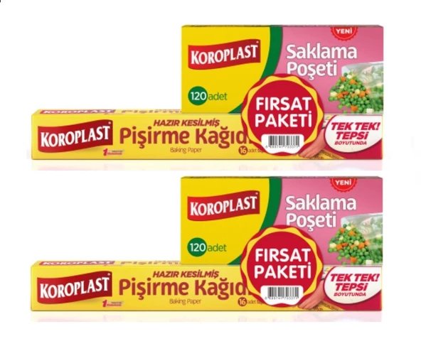 Koroplast Pişirme Kağıdı 16 Lı Saklama Poşeti 120 Li Orta Boy x 2 Set ürün görseli 1
