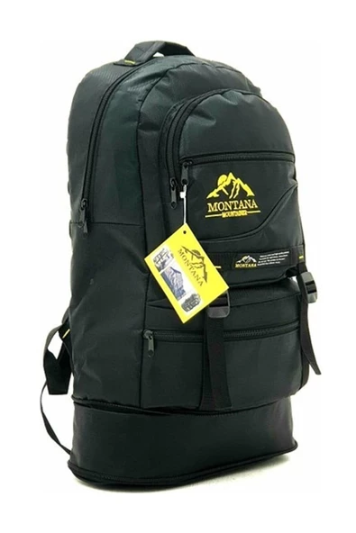 MONTANA MOUNTAINER Körüklü Dağcı Sırt Çantası 65 Litre Kapasiteli-kamp Çantası Renk Siyah (POPLARİS) ürün görseli 1