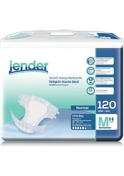 Jender Belbantlı Orta Boy M 30'lu 4 Adet Hasta Bezi ürün görseli 1