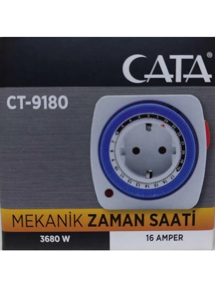 Cata Ct-9180 Zaman Ayarlı Priz Mekanik Ayarlanabilir Zaman Saati ürün görseli 1