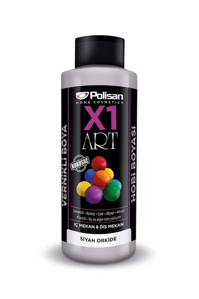 Polisan X1 Art Vernikli Hobi Boyası 120ml Siyah Orkide ürün görseli 1