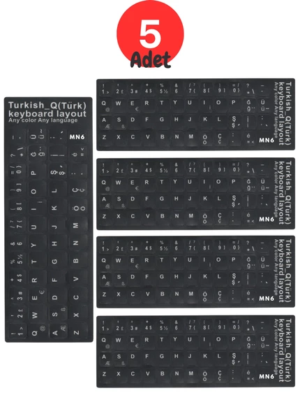 MN6 MTRQ Türkçe Q Klavye Sticker/5 Adet/laptop Pc Uymlu Türkçe Q Sticker/türkçe Q Klavye Sticker ürün görseli 1