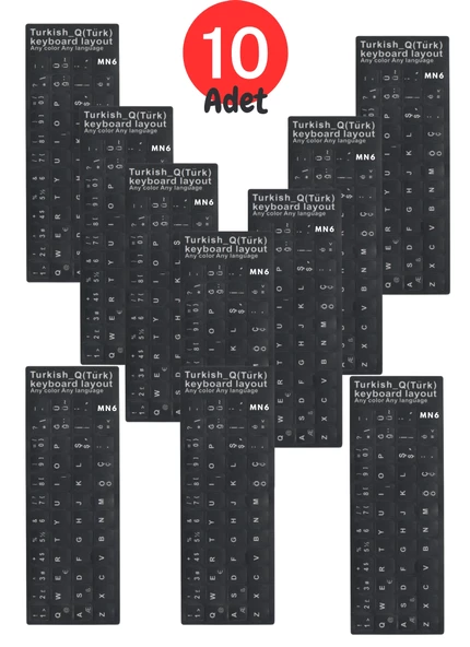 MN6 MTRQ Türkçe Q Klavye Sticker/10 Adet/laptop Pc Uymlu Türkçe Q Sticker/türkçe Q Klavye Sticker ürün görseli 1