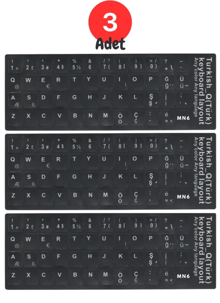MN6 MTRQ Türkçe Q Klavye Sticker/3 Adet/laptop Pc Uymlu Türkçe Q Sticker/türkçe Q Klavye Sticker ürün görseli 1