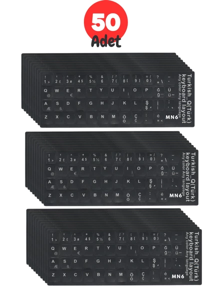 MN6 MTRQ Türkçe Q Klavye Sticker/50 Adet/laptop Pc Uymlu Türkçe Q Sticker/türkçe Q Klavye Sticker ürün görseli 1