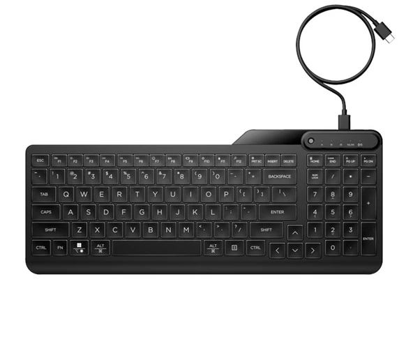 HP 405 Aydinlatmali Kablolu Türkçe Klavye - Siyah ürün görseli 1