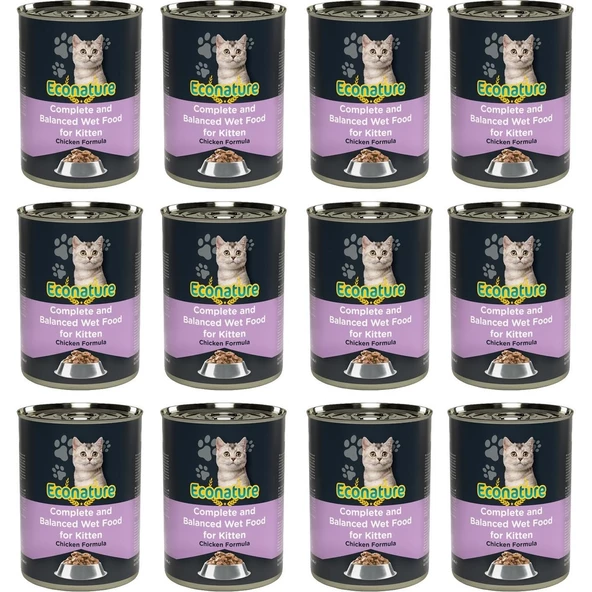 Econature Tavuk Etli Yavru Kedi Konserve Maması 400 Gram x 12'li ürün görseli 1