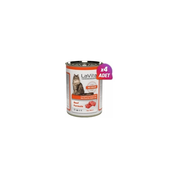 La Vital Adult Tahılsız Biftekli Yetişkin Kedi Konservesi 400 gr 4 Adet ürün görseli 1