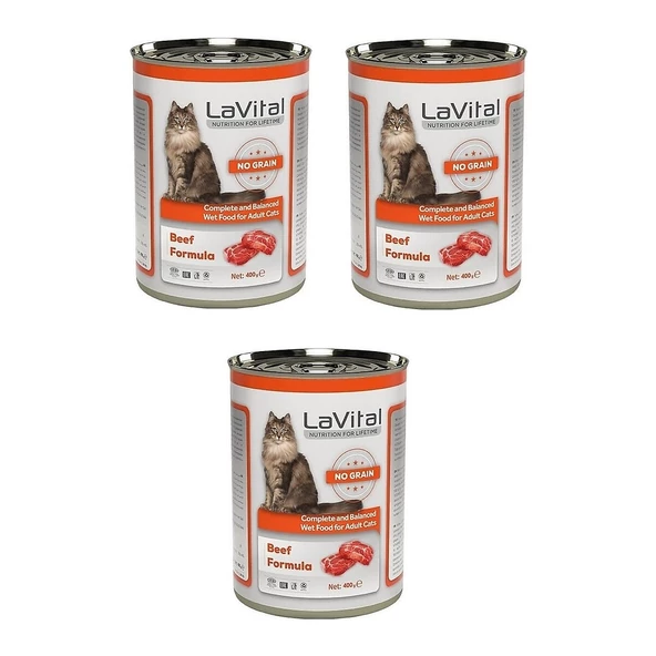 La Vital Tahılsız Biftekli Kedi Konservesi 400 Gr. x 3 Adet ürün görseli 1