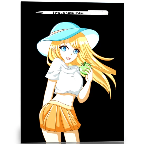 Siyah Sayfalı Defter A4-A5 Anime (60 Sayfa) Beyaz Kalem Hediyeli ürün görseli 1