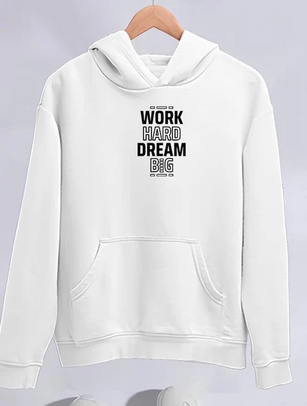 Kışlık Üç İplik Kapşonlu SweatShirt - Beyaz ürün görseli 1
