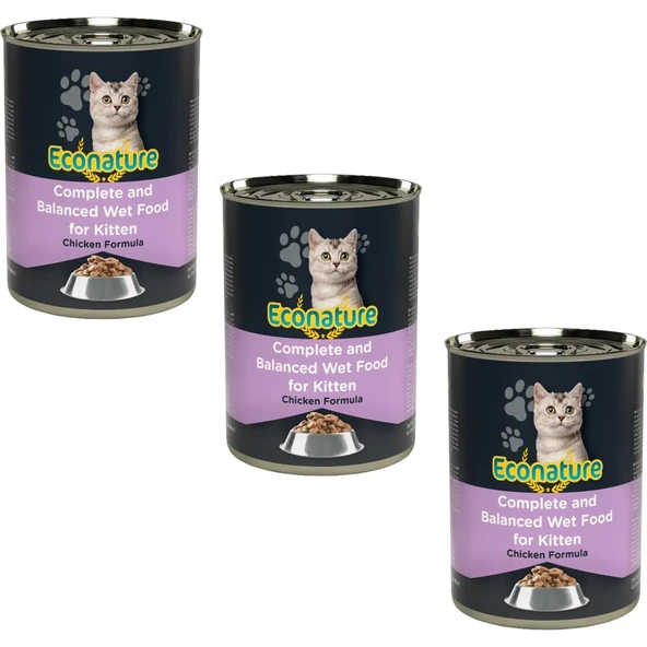 Econature Kitten Tavuk Etli Yavru Kedi Konservesi 400 gr (3 Adet) ürün görseli 1
