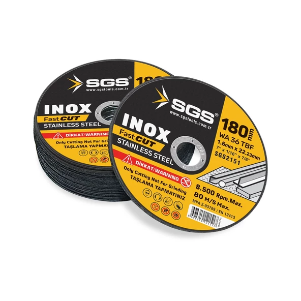SGS INOX KESİCİ 180X1,6X22MM (5 ADET) ürün görseli 1