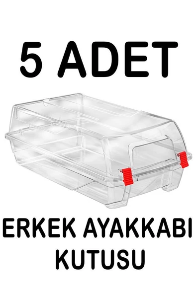 Plastik 5 Adet Şeffaf Erkek Ayakkabı Saklama Kutusu ürün görseli 1