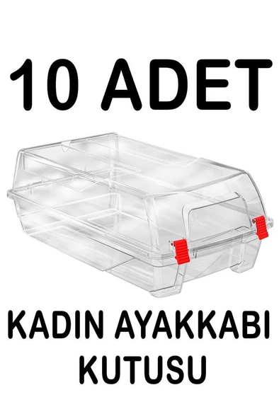 Plastik 10 Adet Şeffaf Kadın Ayakkabı Saklama Kutusu ürün görseli 1