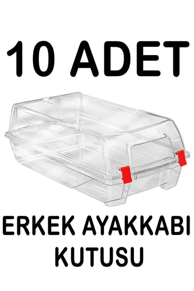 Plastik 10 Adet Şeffaf Erkek Ayakkabı Saklama Kutusu ürün görseli 1