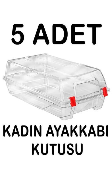 Plastik 5 Adet Şeffaf Kadın Ayakkabı Saklama Kutusu ürün görseli 1