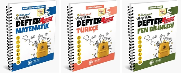 Çanta 2025 5. Sınıf Matematik + Türkçe + Fen Alıştıran Defter Seti 3 Kitap Güncel Müfredat ürün görseli 1