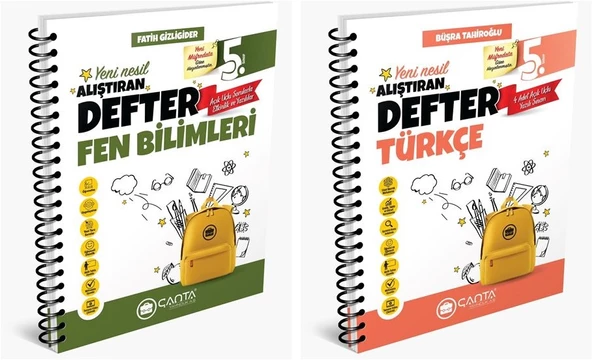 Çanta 2025 5. Sınıf Türkçe + Fen Bilimleri Alıştıran Defter Seti 2 Kitap Güncel Müfredat ürün görseli 1
