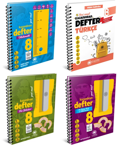 Çanta 2025 8. Sınıf Lgs Matematik + Türkçe + Fen + İnkılap Kazandıran Defter Seti 4 Kitap ürün görseli 1