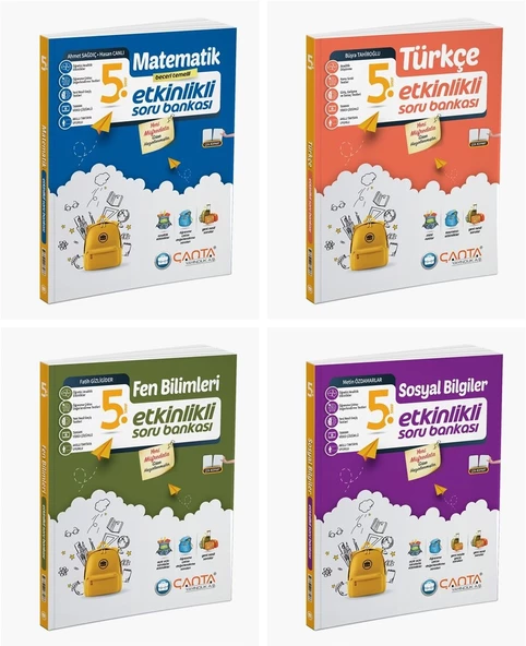 Çanta 2025 5. Sınıf Matematik + Türkçe + Fen + Sosyal Etkinlikli Kazanım Soru Seti 4 Kitap Güncel Müfredat ürün görseli 1
