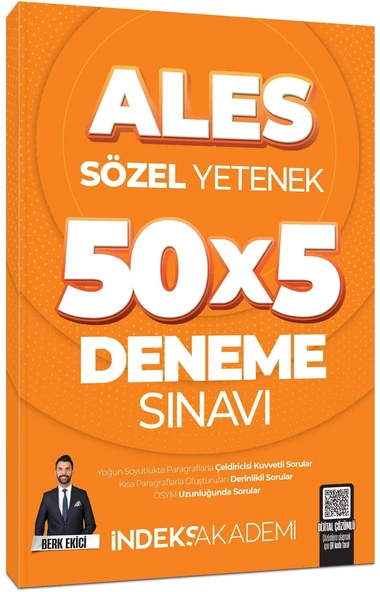 İndeks Akademi 2025 ALES Sözel Yetenek 5 Deneme Sınavı Çözümlü - Berk Ekici İndeks Akademi ürün görseli 1