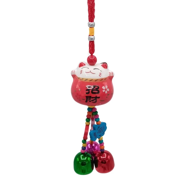 Feng Shui Maneki Neko Şans Kedisi Kırmızı No.3 ürün görseli 1