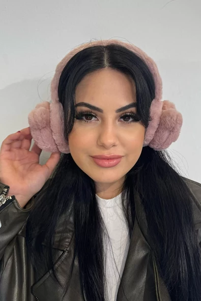 Kapalı Pembe Renk Ayıcık Figürlü Peluş Kulaklık ürün görseli 1