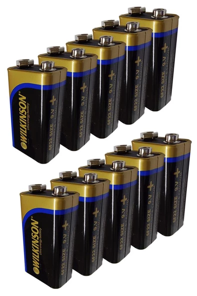 9 Volt Pil 10 Adet Extra Güçlü Karbon 9 Wolt Çift Başlıklı Kare Pil Oyuncak Araba Radyo Telsiz Drone El Feneri Duman Dedektörü ürün görseli 1