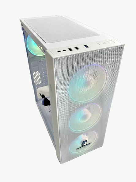 Gameforce Wmesh Beyaz 4x120mm ARGB Halo Fan ATX Oyuncu Bilgisayar Kasası ürün görseli 1