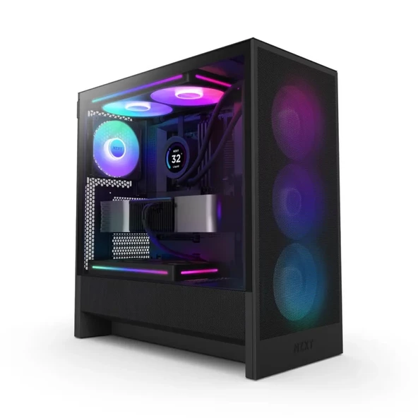 NZXT H5 Flow RGB 2024 CC-H52FB-R1 F360 RGB Fanlı ATX Siyah Bilgisayar Kasası ürün görseli 1