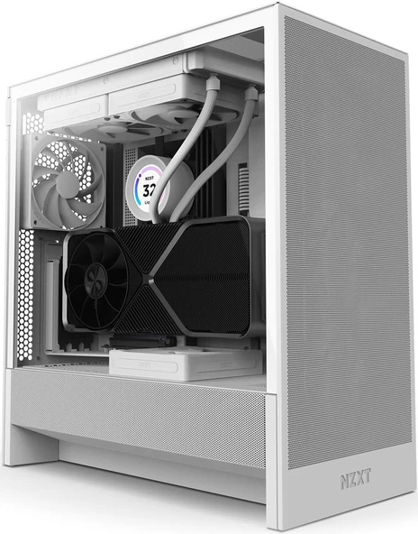 NZXT H5 Flow 2024 CC-H52FW-01 2 Fanlı ATX Beyaz Bilgisayar Kasası ürün görseli 1