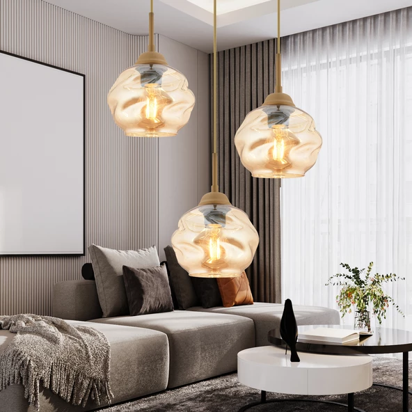 Darko 3Lü Yuvarlak Eskitme Modern Sarkıt Oturma Odası Salon Sarkıt Avize ürün görseli 1